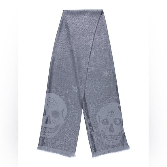 Alexander McQueen skull print wool knit winter scarf - Picture 1 of 4